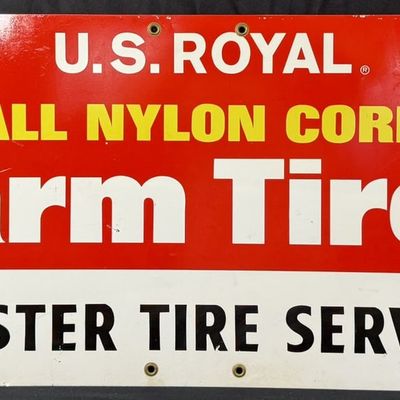 Sale Photo Thumbnail #255: US Royal Farm Tires Master Tire Service Painted Metal Sign