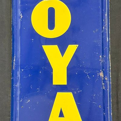 Sale Photo Thumbnail #184: US Royal Tires Embossed 1952 Metal Vertical Advertising Sign