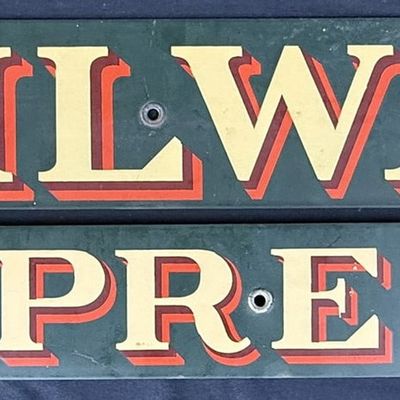 Sale Photo Thumbnail #469: Railway Express Agency SSP Porcelain Strip Advertising Sign