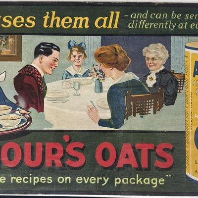 Sale Photo Thumbnail #503: Rare 1917 Armour's Oats Pleases Them All Cardboard Sign