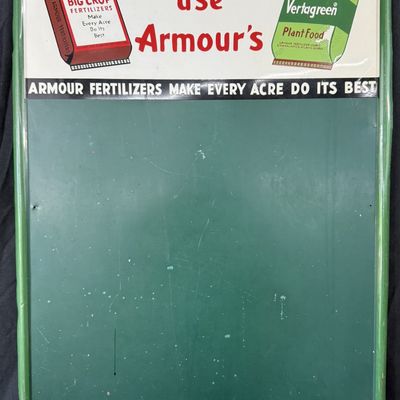 Sale Photo Thumbnail #465: More Farmers Use Armour's SST Painted Metal Chalkboard Sign