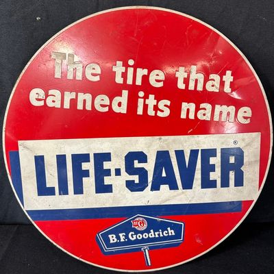 Sale Photo Thumbnail #94: B.F. Goodrich Life Saver SST Painted Metal Tire Insert Sign