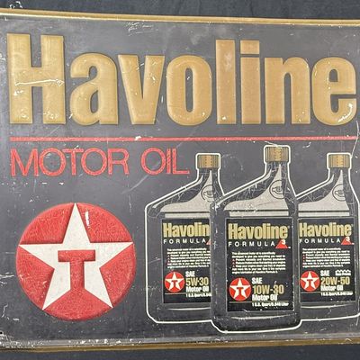 Sale Photo Thumbnail #243: Havoline Motor Oil SST Tin Embossed 5W-30 10W-30 Metal Sign