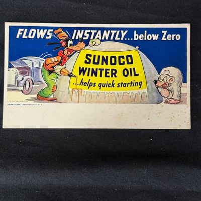 Sale Photo Thumbnail #146: Sunoco Winter Oil Flows Below Zero Goofy 1939 Ink Blotter