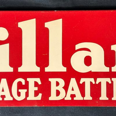Sale Photo Thumbnail #70: Willard Store Batteries SST Painted Metal Rack Topper Sign