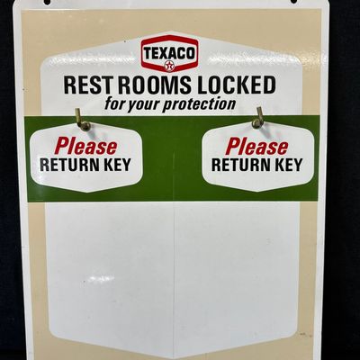 Sale Photo Thumbnail #43: Texaco Restrooms SST Painted Bathroom Key Advertising Signs