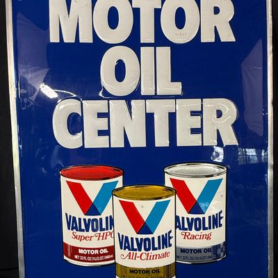 Sale Photo Thumbnail #136: Valvoline Motor Oil SST Embossed Metal Advertising Sign