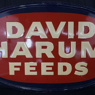 Sale Photo Thumbnail #428: David Harum Feeds Tin Embossed Oval Advertising Farm Sign