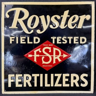 Sale Photo Thumbnail #342: Royster Field Tested Fertilizers SST Tin Metal Farm Sign NOS