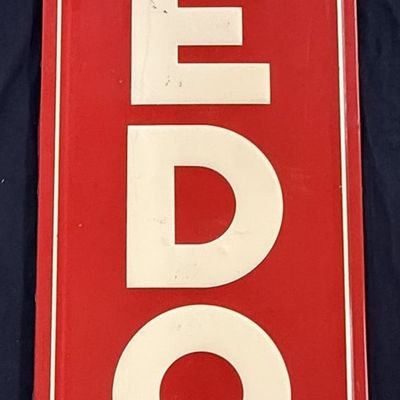 Sale Photo Thumbnail #300: Veedol Tractor Oil SST Embossed Metal Vertical 6' Farm Sign