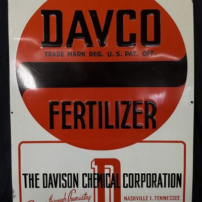 Sale Photo Thumbnail #434: Davco Fertilizer Davison Chemical Tin SST Embossed Farm Sign