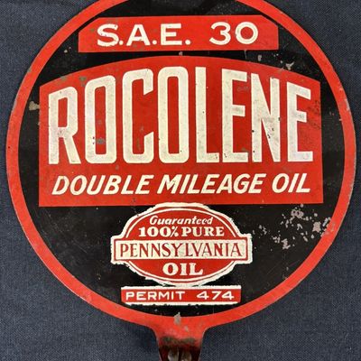 Sale Photo Thumbnail #5: Rocolene 100% Pure Original Metal Lubester Paddle Sign