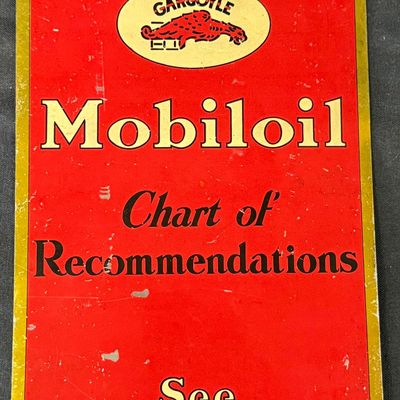 Sale Photo Thumbnail #127: Mobiloil Gargoyle DST Metal Chart Recommendations Sign