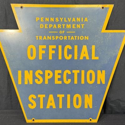 Sale Photo Thumbnail #256: Pennsylvania Dept Trans Official Inspection DST Metal Sign
