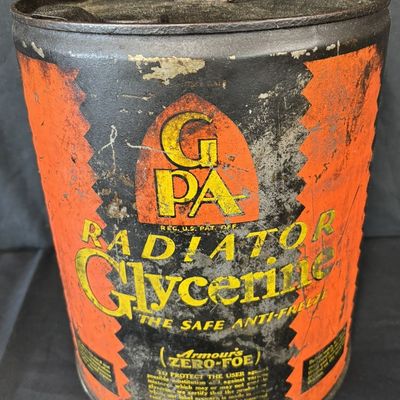 Sale Photo Thumbnail #10: GPA Radiator Glycerine 5 Gallon Motor Oil Advertising Can