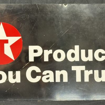 Sale Photo Thumbnail #212: Texaco DST Double Sided Painted Metal Trust Havoline Sign
