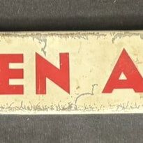 Sale Photo Thumbnail #412: Drink Golden Age Beverages SST Tin Soda Pop Rack Topper Sign