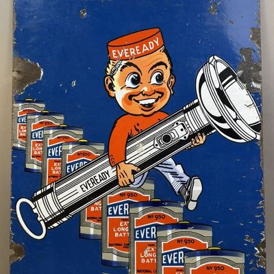 Sale Photo Thumbnail #535: Eveready SSP Extra Long Life Battery Porcelain Store Sign