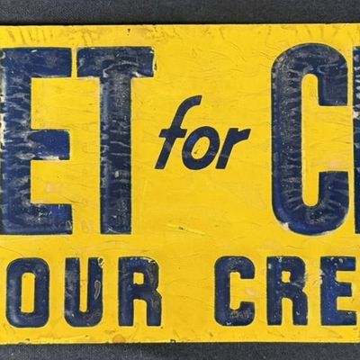 Sale Photo Thumbnail #417: Market For Cream Armour Creameries SST Tin Embossed Sign