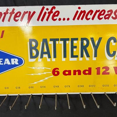 Sale Photo Thumbnail #83: Goodyear 6 & 12 Volt Battery Cable SST Metal Display Sign