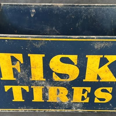 Sale Photo Thumbnail #8: Fisk Tires Painted Metal 1920s Advertising Tire Display Rack