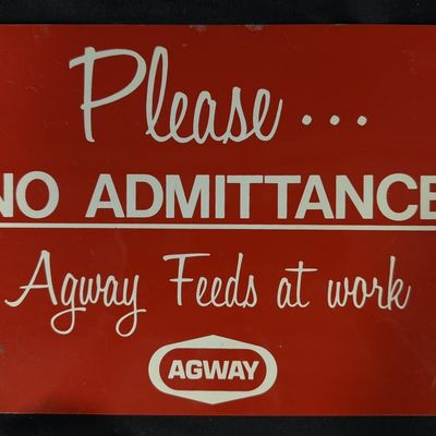 Sale Photo Thumbnail #435: Please No Admittance AGWAY Feeds At Work SST Tin Farm Sign