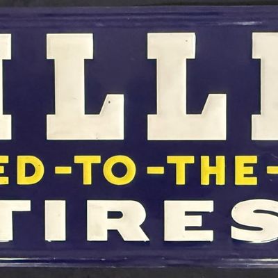 Sale Photo Thumbnail #276: Miller Tires Geared-To-The-Road SST Tin Embossed 5' Sign