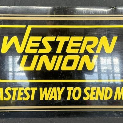 Sale Photo Thumbnail #470: Western Union Fastest Way Send Money DST Painted Metal Sign