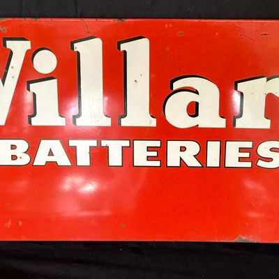 Sale Photo Thumbnail #121: Willard Batteries SST Painted Metal Rack Topper Sign