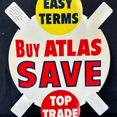Sale Photo Thumbnail #96: Buy Atlas Save Easy Terms NOS Metal Tire Insert Sign