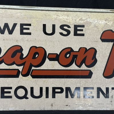 Sale Photo Thumbnail #329: We Use Snap-On Tools Equipment Painted Metal Hanging Sign
