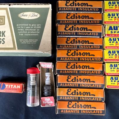 Sale Photo Thumbnail #113: Lot 29 NOS Spark Plugs Sears Box Edison & Auto Lite