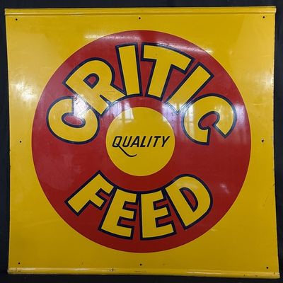 Sale Photo Thumbnail #385: Critic Feed SST Tin Self Framed 3' Farm Advertising Sign