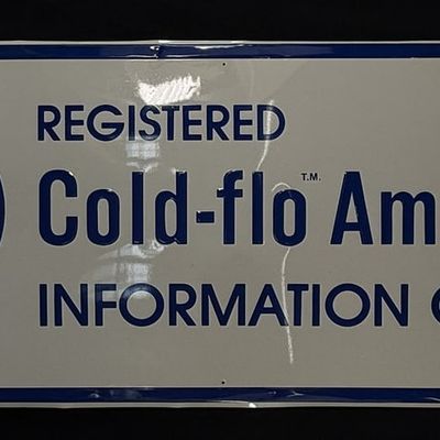Sale Photo Thumbnail #454: USS Cold-flo Ammonina Info Center SST Tin Embossed Sign