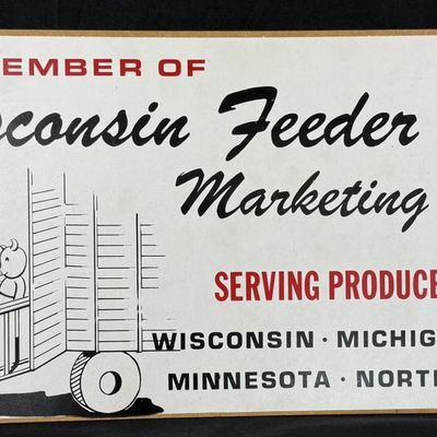Sale Photo Thumbnail #365: NOS Wisconsin Feed Pig Painted Masonite Advertising Sign