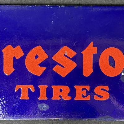 Sale Photo Thumbnail #265: Firestone Tires SSP Embossed Porcelain 20" Advertising Sign