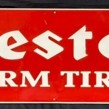 Sale Photo Thumbnail #191: Firestone Farm Tires SST Embossed Metal Horizontal 6' Sign