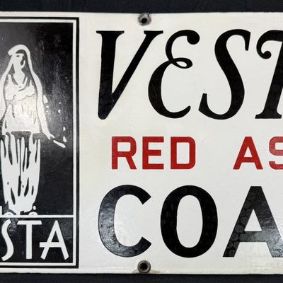 Sale Photo Thumbnail #376: Vesta Red Ash Coal SSP Porcelain General Store Sign