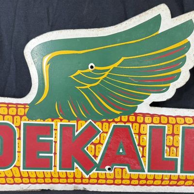 Sale Photo Thumbnail #359: Dekalb Masonite Ca. 40s 30" Flying Corn Advertising Sign