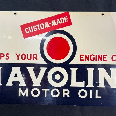 Sale Photo Thumbnail #178: Havoline Red Dot Motor Oil DST Painted Metal Hanging Sign