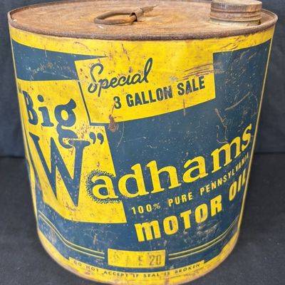 Sale Photo Thumbnail #14: Wadhams "Big W" Special 3 Gallon 1930s Motor Oil Can