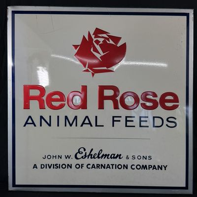 Sale Photo Thumbnail #449: Red Rose Animal Feeds by Eshelman SST Tin Embossed Sign