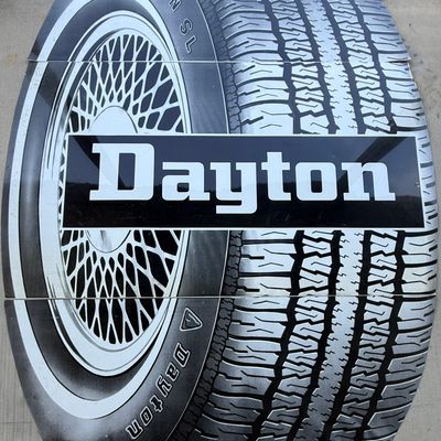 Sale Photo Thumbnail #297: Dayton Tires 3 Panel SST Painted Metal 10' Billboard Sign