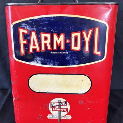Sale Photo Thumbnail #7: Farm-Oyl Original 2 Gallon Motor Oil Can St Paul & Chicago