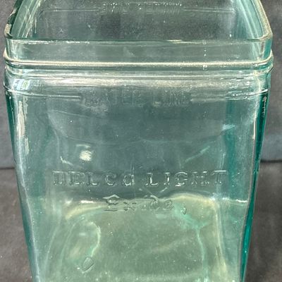 Sale Photo Thumbnail #35: Delco Light Exide Embossed Original Glass Battery Box 20s