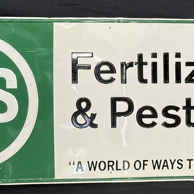 Sale Photo Thumbnail #461: USS Fertilizers & Pesticides SST Tin Embossed Farm Sign