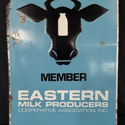 Sale Photo Thumbnail #336: Member Eastern Milk Producers Embossed SST Farm Cow Sign