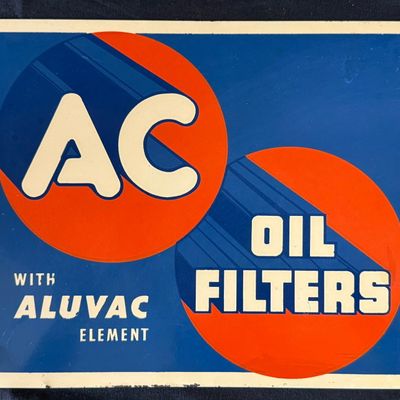 Sale Photo Thumbnail #120: AC Oil Filters w/ Aluvac Element SST Painted Metal Sign