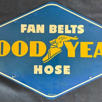 Sale Photo Thumbnail #175: Goodyear Fan Belts & Hose SST Store Display Tire Rack Sign