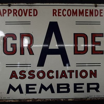 Sale Photo Thumbnail #395: GRADE Association Member DST Painted Metal Farm Sign NOS